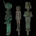 Egypt - Isis, Wedjat and Osiris - Three Bronze Statuettes