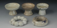 China - Ming Dynasty - Three Stemmed Cups and Two Feeders