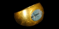 Roman - Gold Ring with Standing Figure Nicolo Intaglio Gemstone
