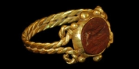 Roman - Gold Ring with Standing Goddess with Cornucopiae Jasper Intaglio