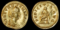 Roman Empire - Herennia Estruscilla - Gold Aureus - Pudicitia Seated