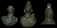 Roman - Two Bronze Figural Steelyard Weights and a Mount