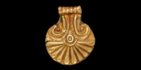 Gold Repousse Lotus Flower Pendant