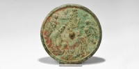 Bronze Figural Mirror with Ball-Players