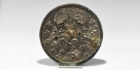 Tinned Bronze Mirror with Musicians and Birds