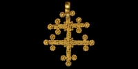 Gold Patriarchal Cross Bifacial Pendant