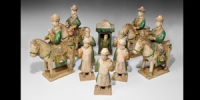 Ceramic Green-Glazed Processional Figure Group