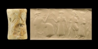 Akkadian Cylinder Seal with Judgment Scene