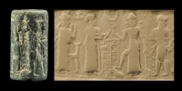 Old Babylonian Seal with Goddesses Ningal and Lamma, and Owners Name