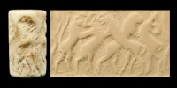 Akkadian Cylinder Seal with Horned Animals and Lions