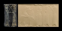 Akkadian Cylinder Seal with Winged Storm God Adad