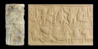 Early Dynastic Cylinder Seal with Hero, Lions and Eagle