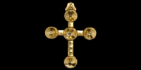 Large Gold Cross Pendant with Baguette-Cut Diamonds