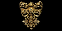 Gold Cross with Butterfly Hanger and Diamonds