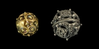 Silver and Bronze Pin Head Group with Granulation