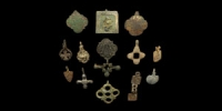 Bronze Enamelled and Gilt Heraldic Horse Harness Pendant Group