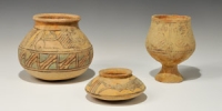 Painted Ceramic Vessel Group with Animals