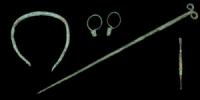 Bronze Age - Long Pin and Two Hair Rings with Roman Ear Scoop and Bangle