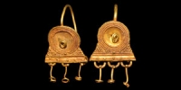 Gold Phoenicio-Egyptian Pendant Earrings