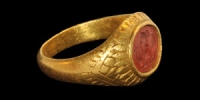 Egyptian Gold and Jasper Cockrel Intaglio Ring