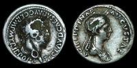 Roman Empire - Claudius and Agrippina Junior - Plated Denarius