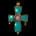 Byzantine - Gold and Turquoise Pendant Cross