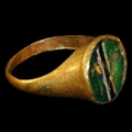 Roman - Gold Ring with Cornucopiæ  Intaglio Glass Gem
