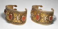 White Metal and Carnelian Bracelet Pair