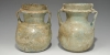 Pair of Green Glass Dimpled Vessels