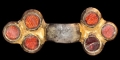Silver Gilt Equal-Armed Brooch with Garnets