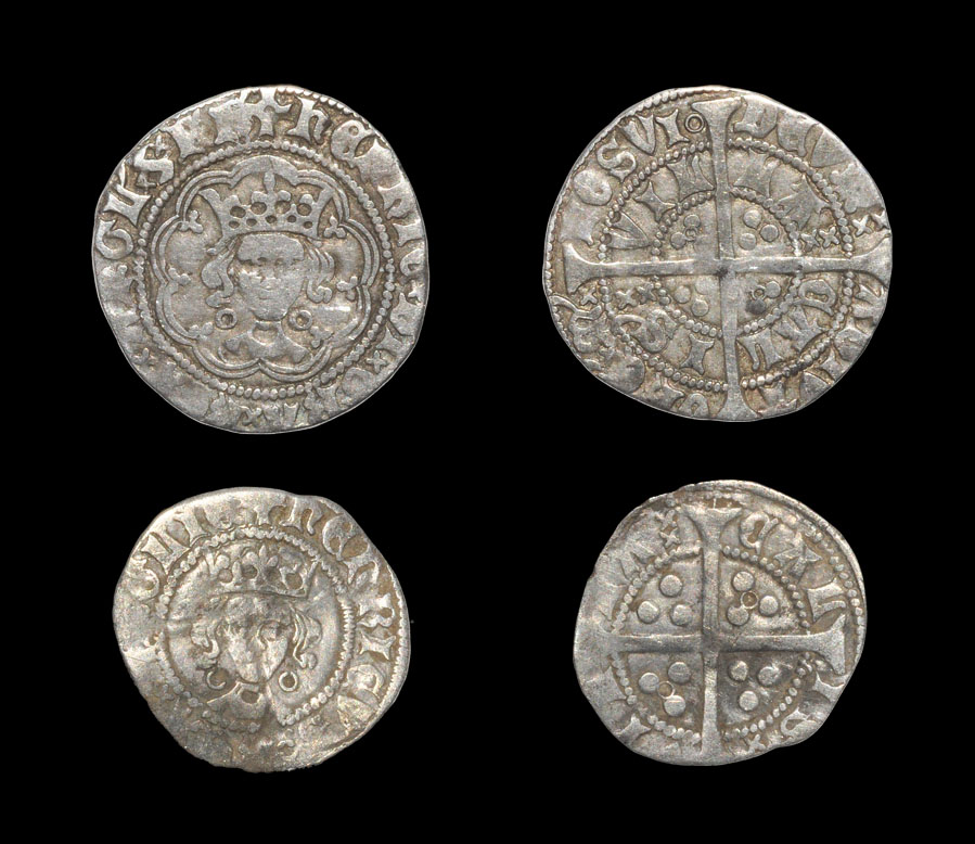 English Medieval Henry VI - Calais - Annulet Issue Halfgroat and Penny [2