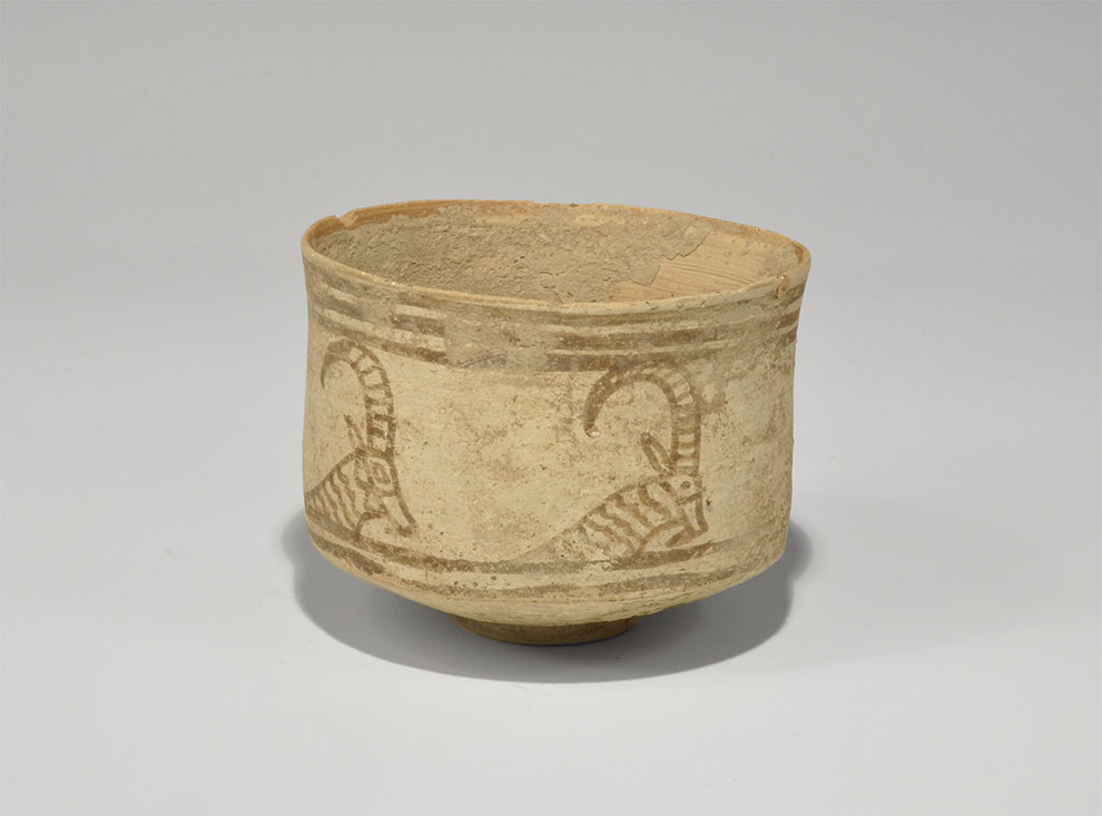 Indus Valley Mehrgarh Bichrome Ceramic Cup with Ibex Heads