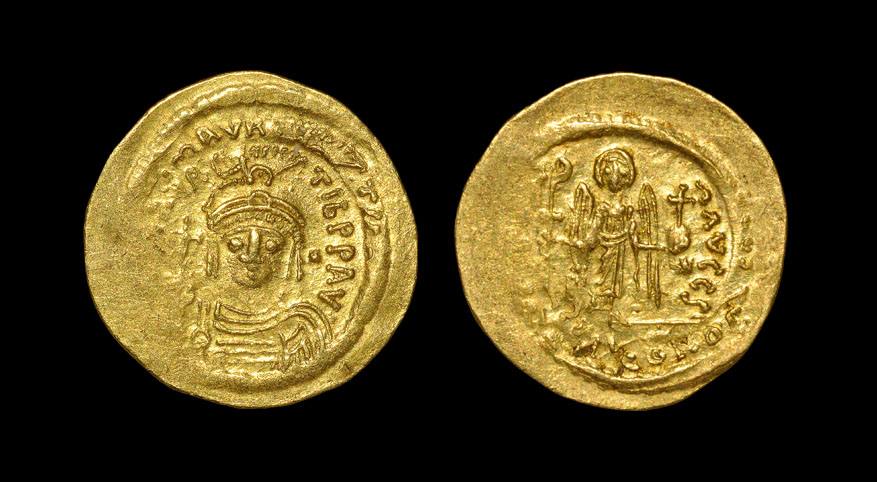 Ancient Byzantine Coins - Maurice Tiberius - Angel Gold Solidus