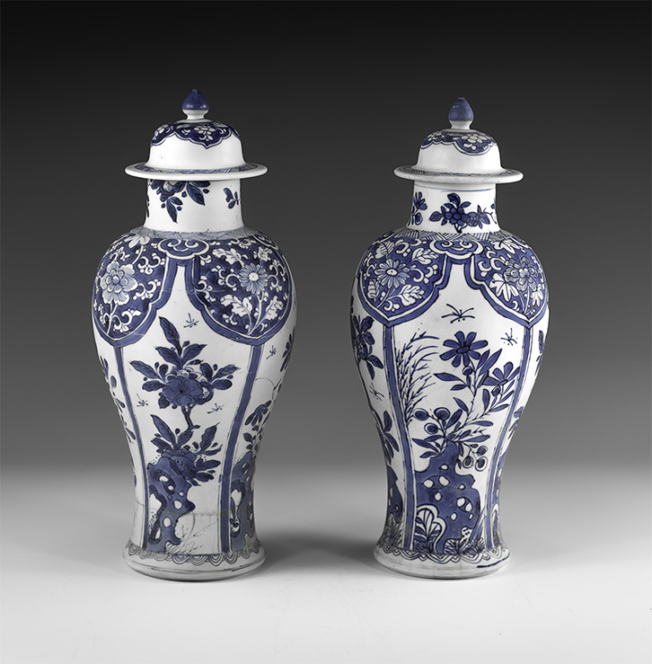 Chinese Blue and White Export Ware Meiping Vase Pair
