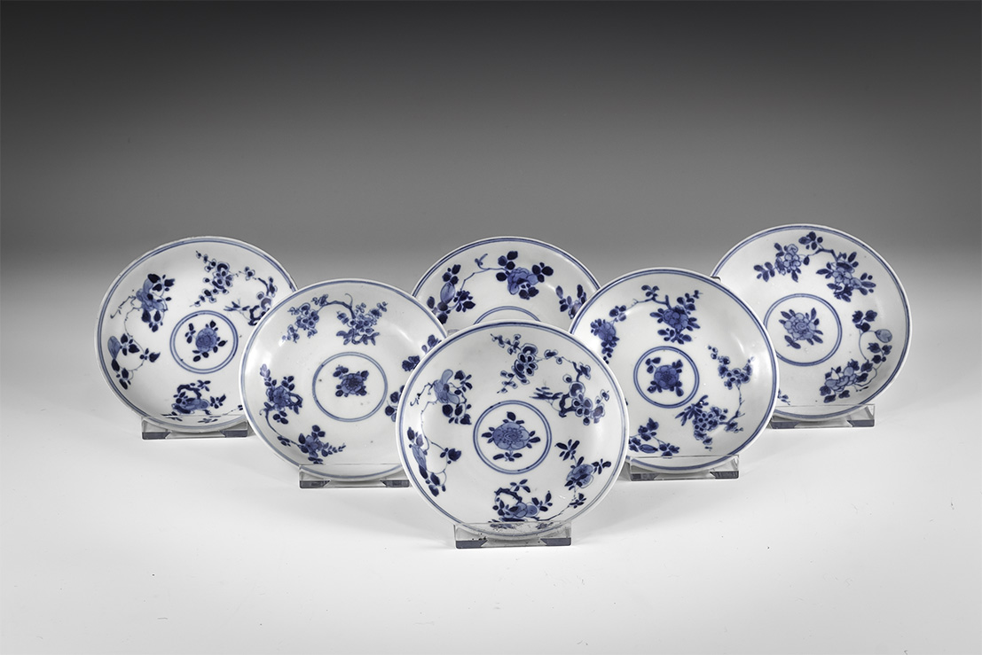 Chinese Blue and White Export Ware Saucer Set