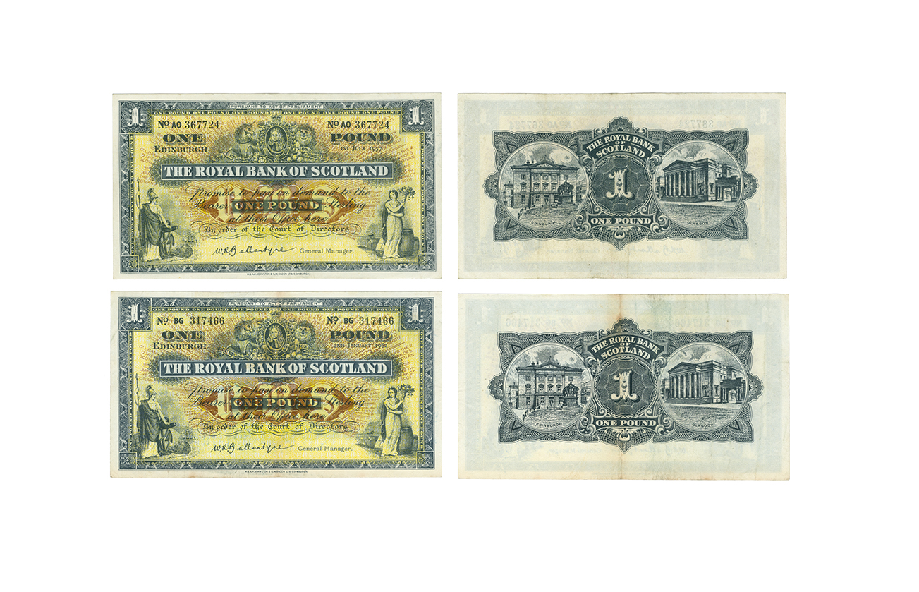 British Banknotes - Scotland - Royal Bank of Scotland - 1957 and 1962 - £1...