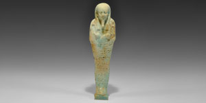 Large Faience Turquoise-Glazed Shabti