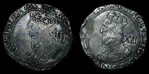 Charles I - Tower Shillings (2) -  (P), Sun