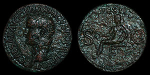 Roman Empire - Gaius (Caligula) - As - Vesta
