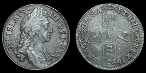 William III - Shilling - 1696 - Inverted A for First V in GVLIELMVS