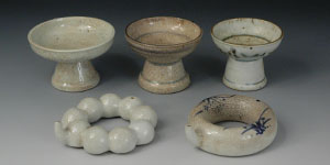 China - Ming Dynasty - Three Stemmed Cups and Two 