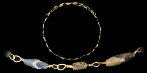 Roman - Gold and Blue Bead Necklace