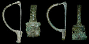 Roman - Two Bronze Inscribed Aucissa Brooches