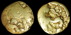 Celtic - Large Flan Gallo-Belgic - Gold Quarter Stater