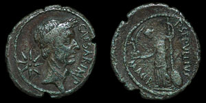 Roman Imperatorial - Julius Caesar - Unpublished P. SEPVLLIVS MACER Denarius