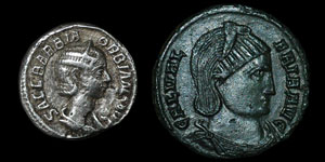 Roman Empire - Orbiana AR Denarius and Galeria Valeria AE Follis