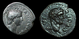 Roman Empire - Germanicus with Divus Augustus and Polemo II - Silver Drachms