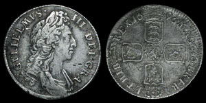 William III - Shilling - 1696 - No Ribbon Ties