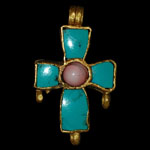 Byzantine - Gold and Turquoise Pendant Cross