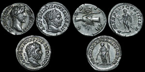 Roman Empire - Antoninus Pius and Caracalla - Three Denarii